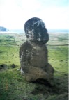 Statue at Rano Raraku (Tongariki can be seen in the distance on the left)