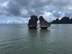 The famous kissing rocks in Halong Bay