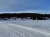 Cross country skier on the frozen lake