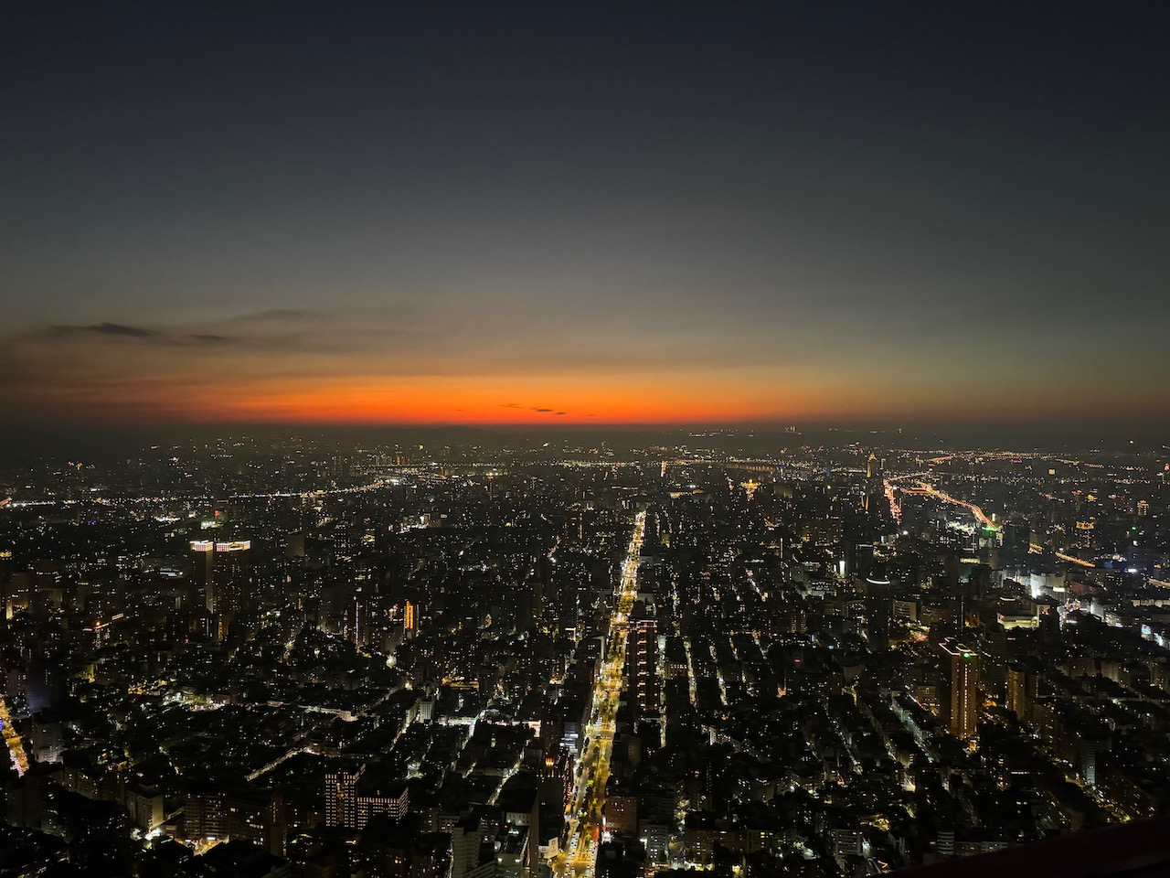 View from Taipei 101 after the sun has set